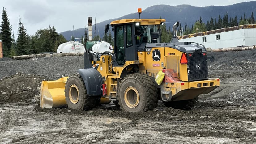 Wheel loader at an industrial worksite in Northwestern British Columbia